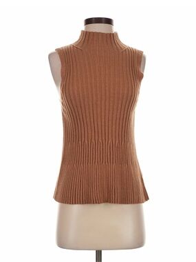 Moth Sleeveless Ribbed Mock Neck Tank - Tan
